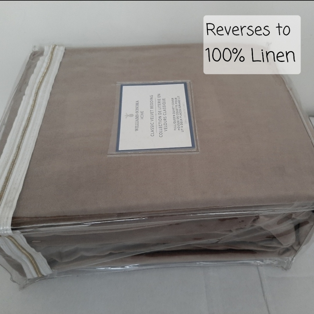 Williams Sonoma QUEEN Velvet Linen Duvet Cover